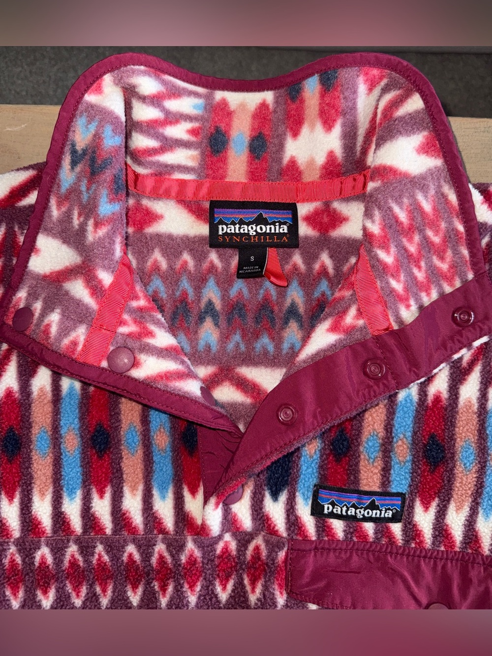 Patagonia Synchilla Snap-T Aztec Print Fleece Pullover Women’s Small - Picture 3 of 6